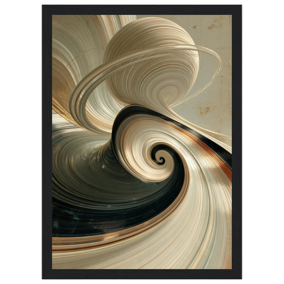 Ivory spiral abstract, print in a black frame