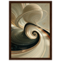 Ivory spiral abstract, print in a dark wood frame