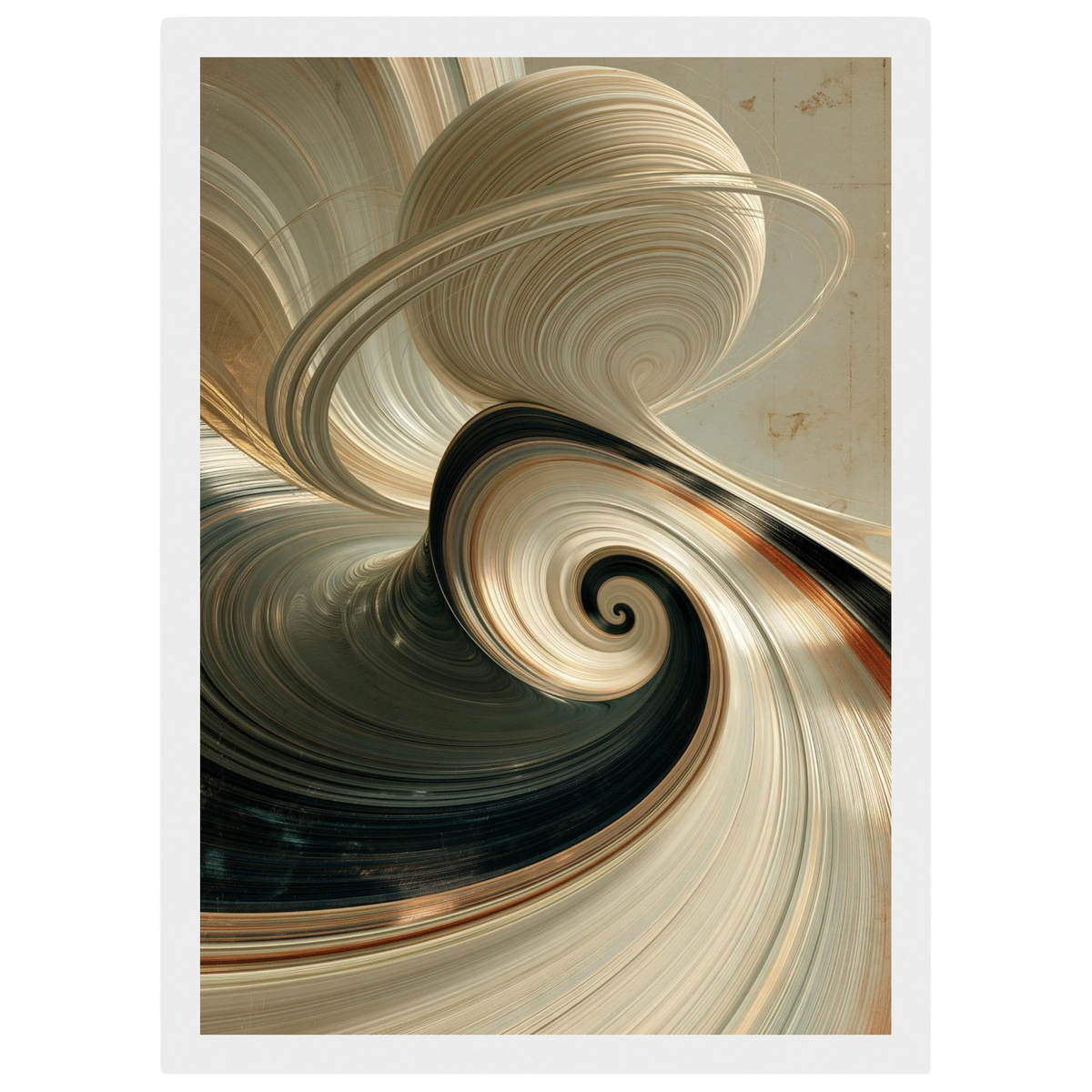 Ivory spiral abstract, print in a white frame
