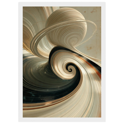 Ivory spiral abstract, print in a white frame