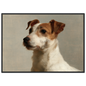 A Jack Russell terrier oil portrait, print in a black frame
