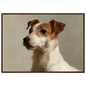 A Jack Russell terrier oil portrait, print in a dark wood frame