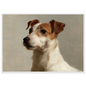 A Jack Russell terrier oil portrait, print in a white frame