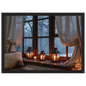 Lanterns on the windowsill, print in a black frame