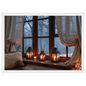 Lanterns on the windowsill, print in a white frame