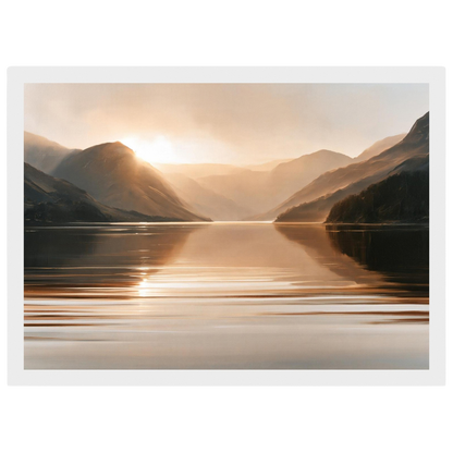 Light between the hills, print in a white frame