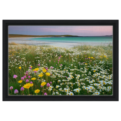 Machair in flower, canvas in a black frame