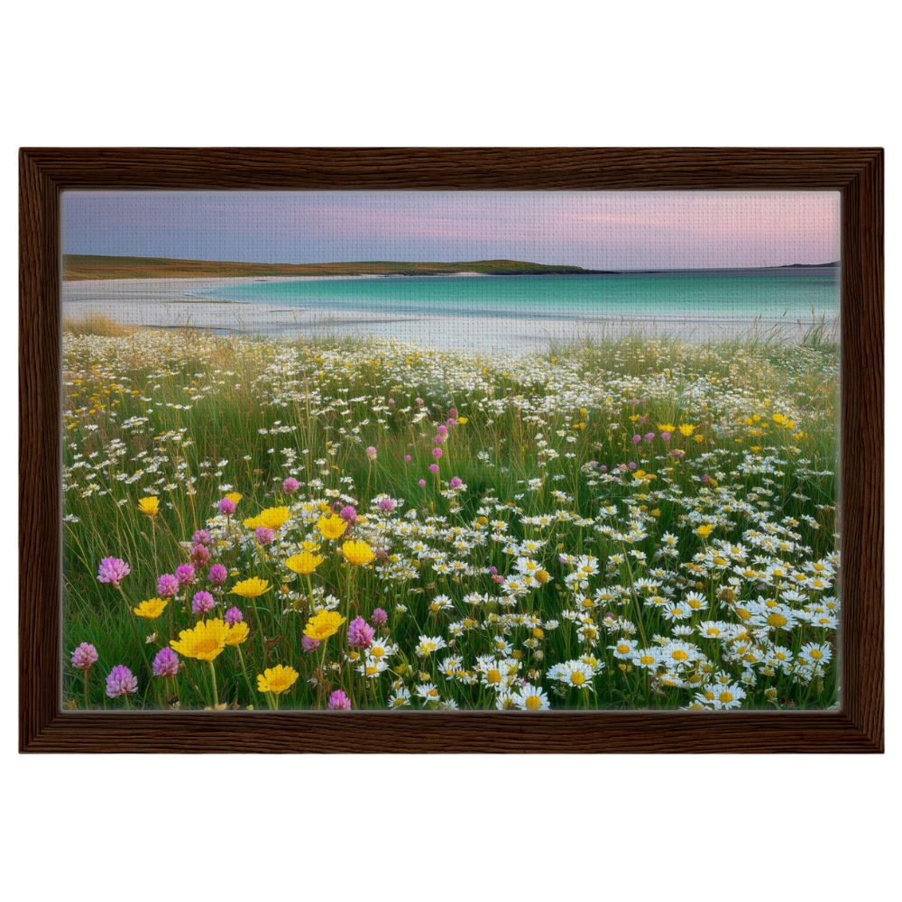 Machair in flower, canvas in a dark wood frame