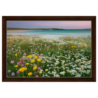 Machair in flower, canvas in a dark wood frame
