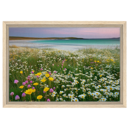 Machair in flower, canvas in a natural wood frame