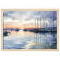 Marina at Dusk, print in a natural wood frame