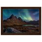 Mirrie Dancers over a Highland loch, canvas in a dark wood frame