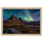 Mirrie Dancers over a Highland loch, canvas in a natural wood frame