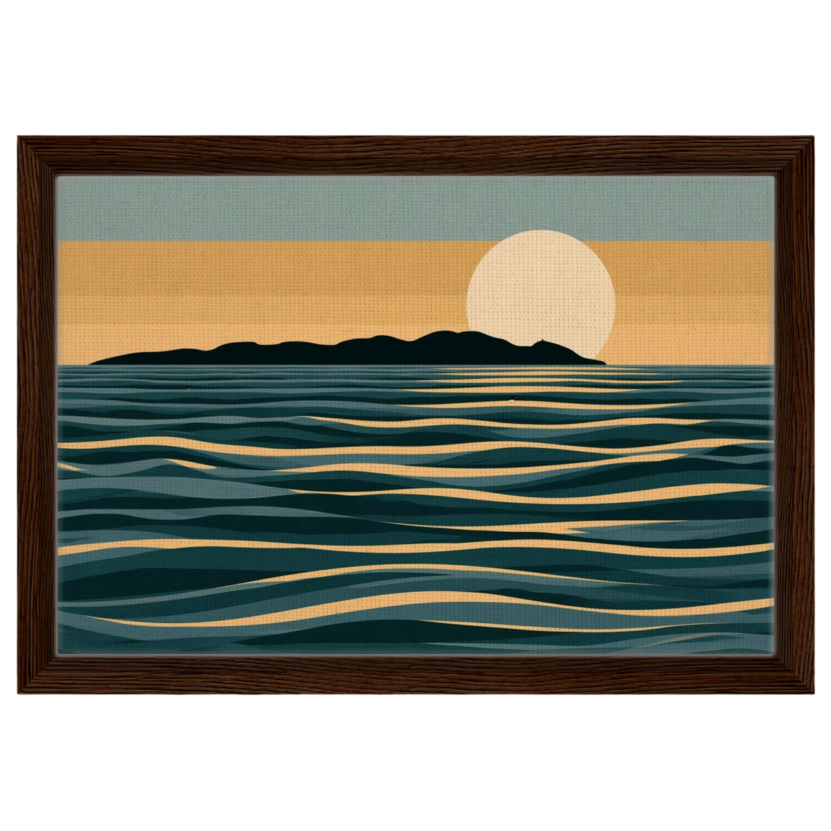 Moon over the Sound, canvas in a dark wood frame