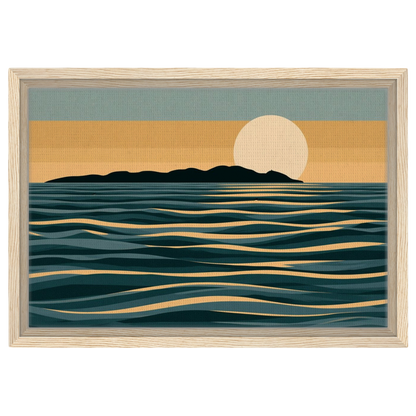 Moon over the Sound, canvas in a natural wood frame