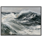 Palette knife swell in slate and white, print in a black frame