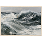 Palette knife swell in slate and white, print in a natural wood frame
