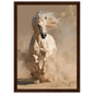 Palomino in the dust, print in a dark wood frame