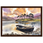 Rowing Boat on the Loch, print in a dark wood frame