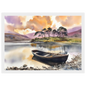 Rowing Boat on the Loch, print in a white frame