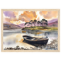 Rowing Boat on the Loch, print in a natural wood frame