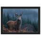Stag at the forest edge, canvas in a black frame