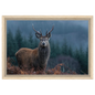 Stag at the forest edge, canvas in a natural wood frame
