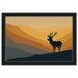Stag on the ridge at dawn, canvas in a black frame