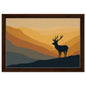 Stag on the ridge at dawn, canvas in a dark wood frame