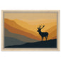 Stag on the ridge at dawn, canvas in a natural wood frame