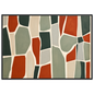 Stone mosaic in rust and sage, print in a black frame