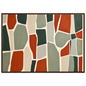 Stone mosaic in rust and sage, print in a dark wood frame