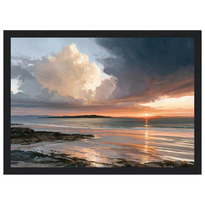 Storm light over the bay, print in a black frame