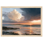 Storm light over the bay, print in a natural wood frame