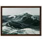 Heavy Atlantic swell in thick oil paint, print in a dark wood frame