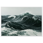 Heavy Atlantic swell in thick oil paint, print in a white frame