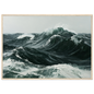 Heavy Atlantic swell in thick oil paint, print in a light wood frame