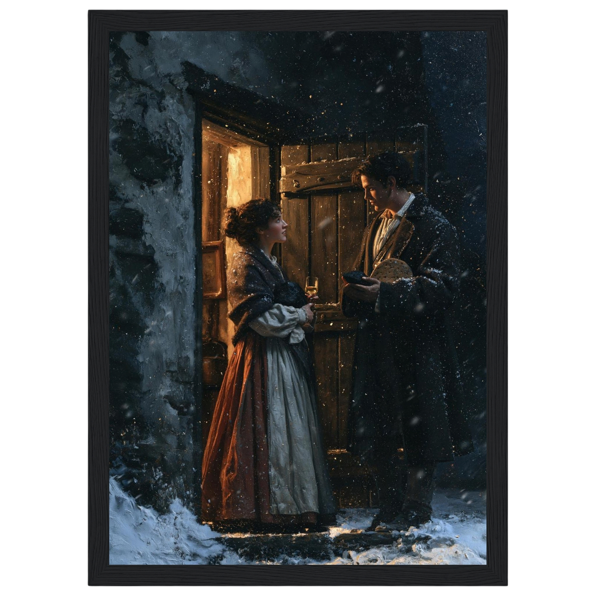 The First-Foot, print in a black frame