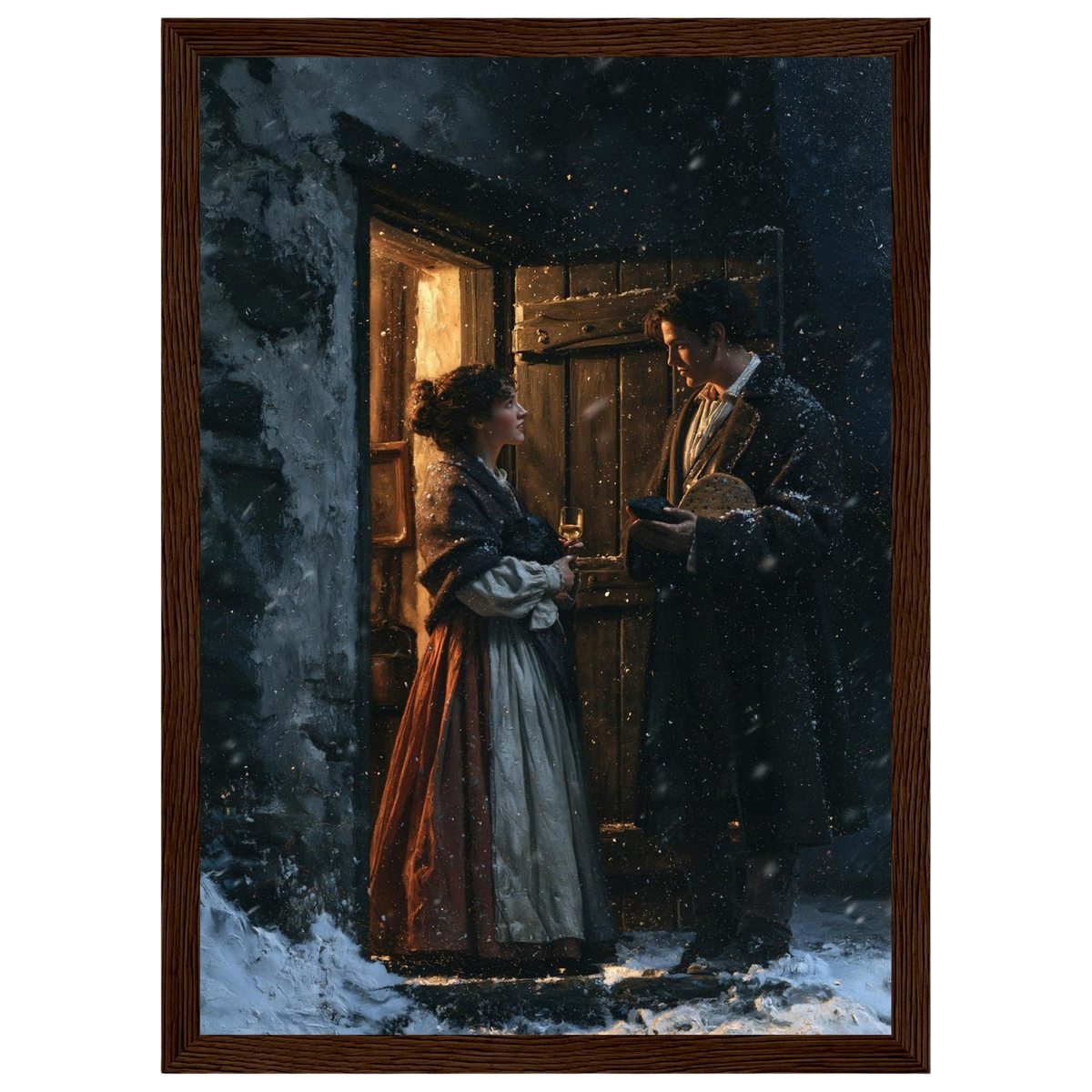 The First-Foot, print in a dark wood frame