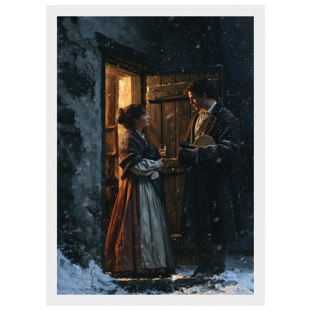 The First-Foot, print in a white frame