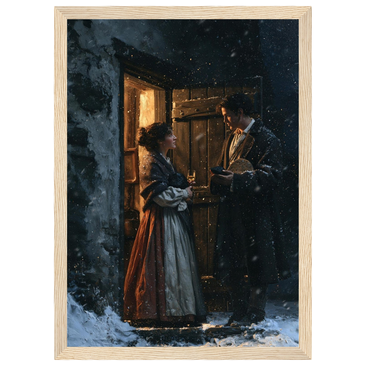 The First-Foot, print in a natural wood frame