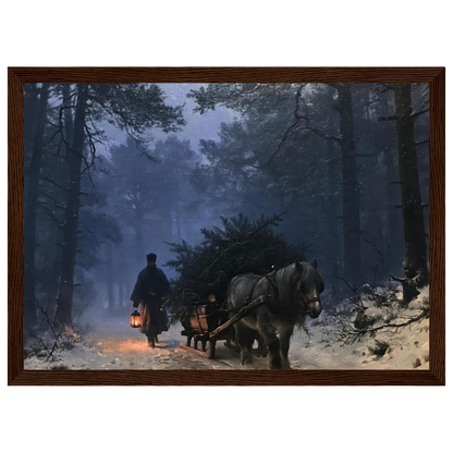 The Spruce Sledge, print in a dark wood frame