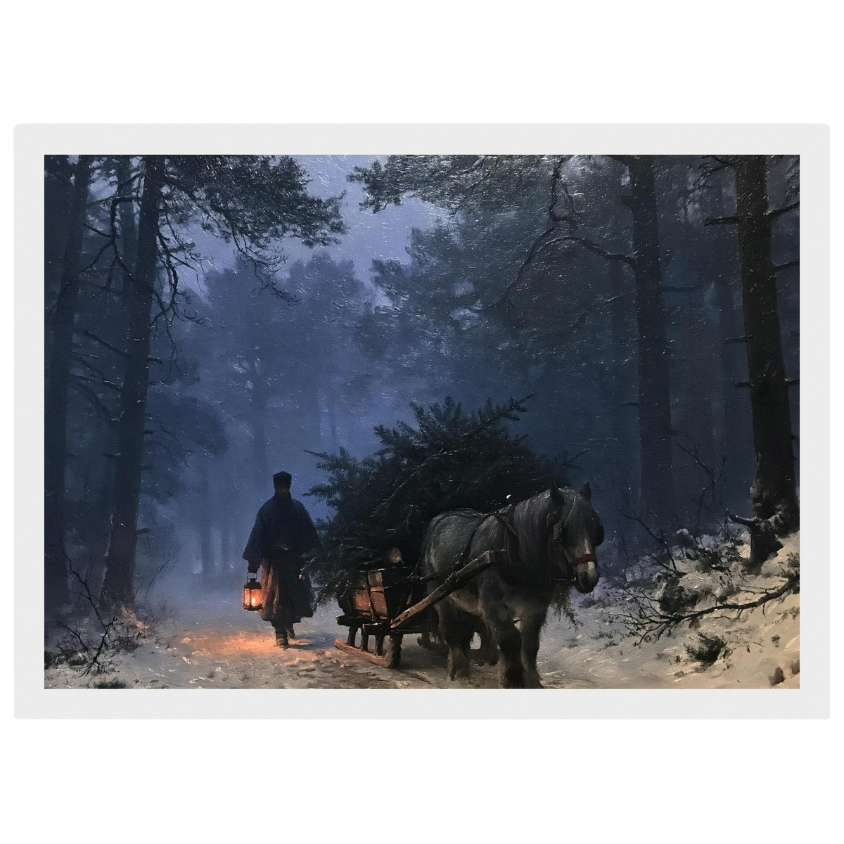 The Spruce Sledge, print in a white frame