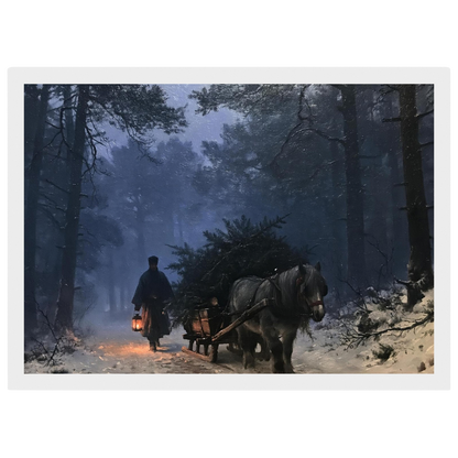 The Spruce Sledge, print in a white frame