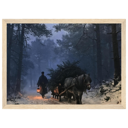 The Spruce Sledge, print in a natural wood frame