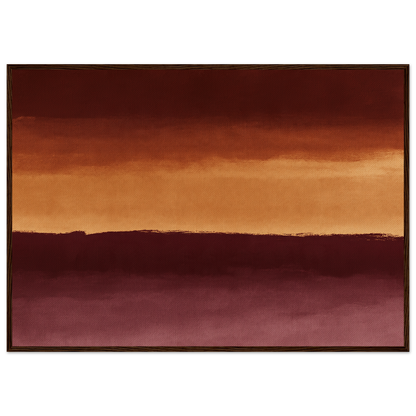 Three bands in rust and ochre, print in a dark wood frame