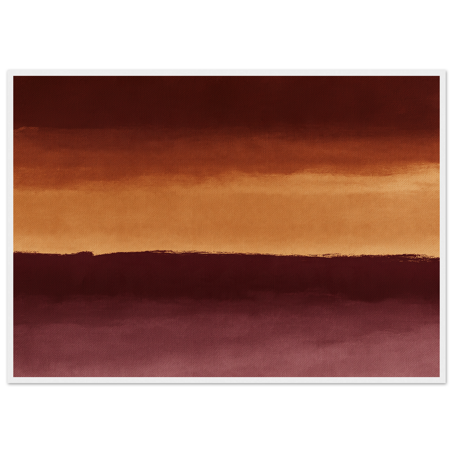 Three bands in rust and ochre, print in a white frame