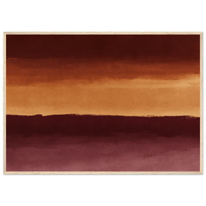 Three bands in rust and ochre, print in a natural wood frame