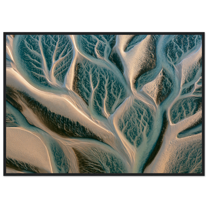 Tidal channels from above, print in a black frame