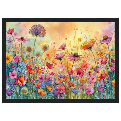 Wildflower meadow, print in a black frame